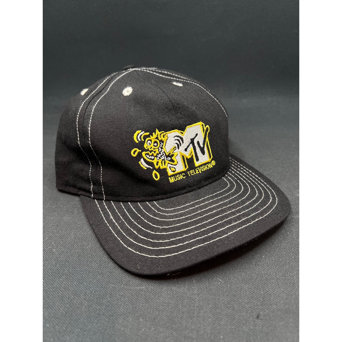 Vintage MTV Music TV 90s Plug In Hat The Stitch Works Made in USA Embroidery