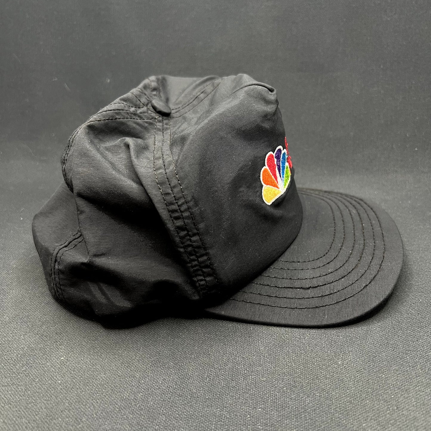 Vintage 90s NBC News Snapback Hat Made in USA C&R Sportswear Black Cap