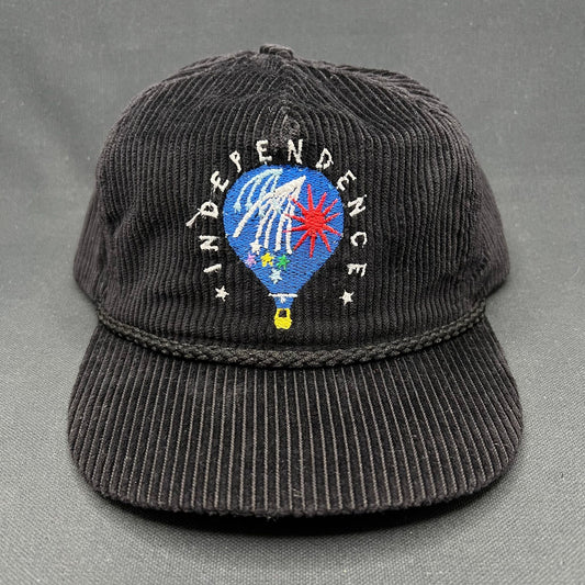 Vintage Independence Corduroy Strapback Hat Balloon Rope Cap USA
