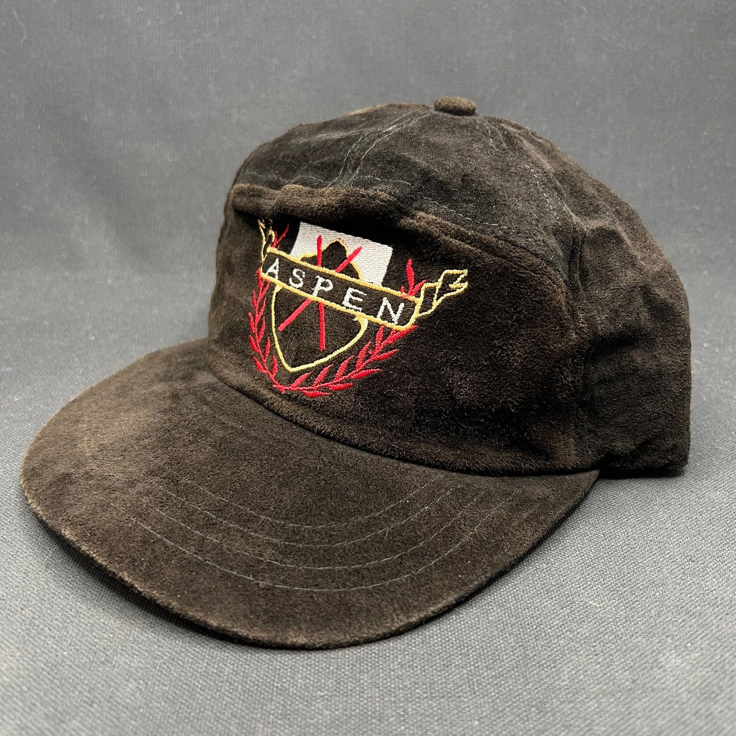 Vintage Aspen 100% Suede Strapback Hat Ski Country Imports USA