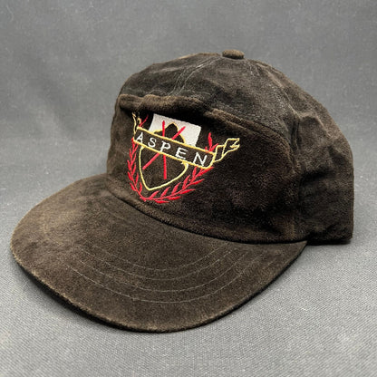 Vintage Aspen 100% Suede Strapback Hat Ski Country Imports USA