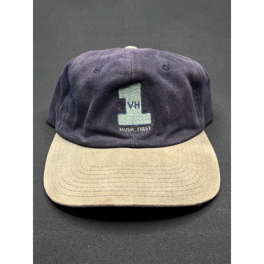 VH1 “Music First” Vintage Snapback Hat – 1990s Two-Tone Navy/Khaki (Promo)