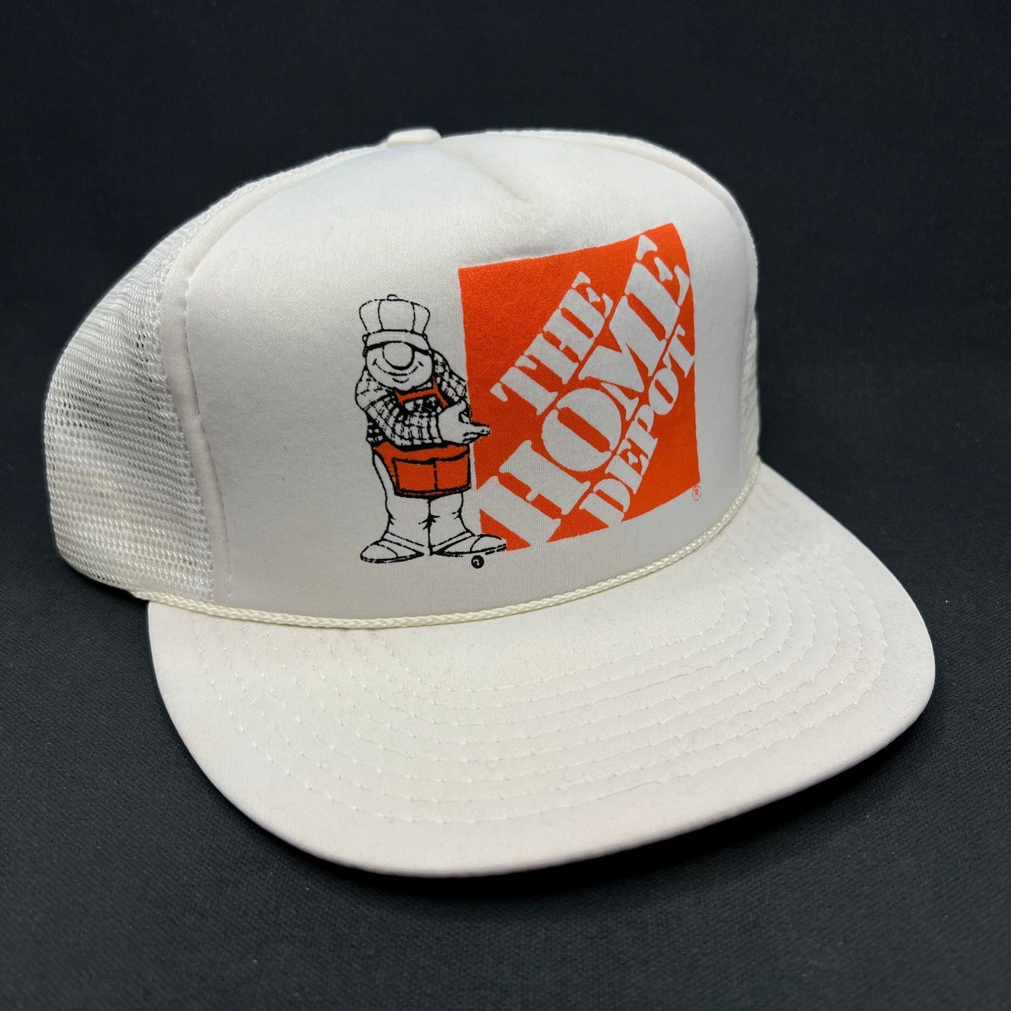 Vintage 80s Home Depot Trucker Snapback Hat Logo Patch USA Style