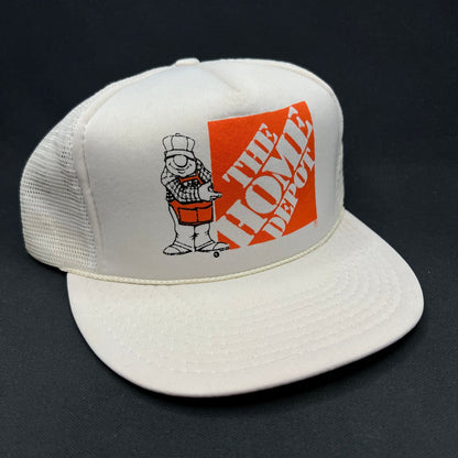 Vintage 80s Home Depot Trucker Snapback Hat Logo Patch USA Style