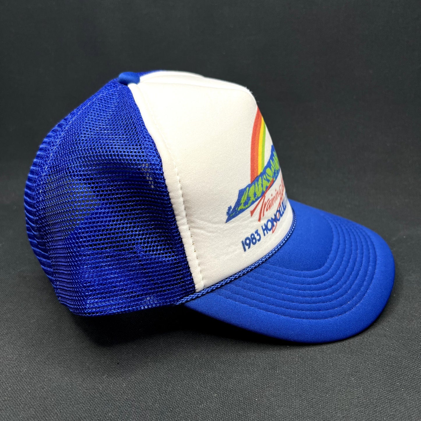 Vintage 1983 Honolulu Marathon Rainbow Trucker Snapback Hat