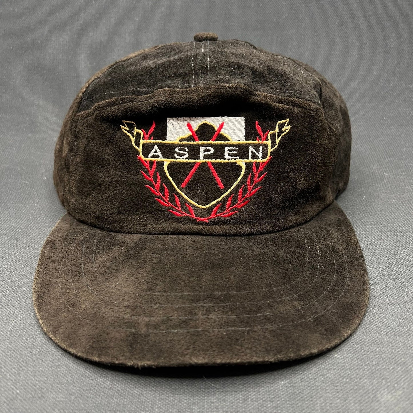 Vintage Aspen 100% Suede Strapback Hat Ski Country Imports USA