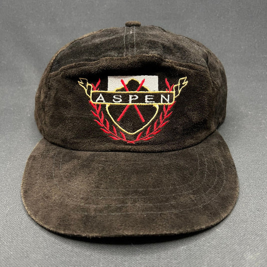 Vintage Aspen 100% Suede Strapback Hat Ski Country Imports USA