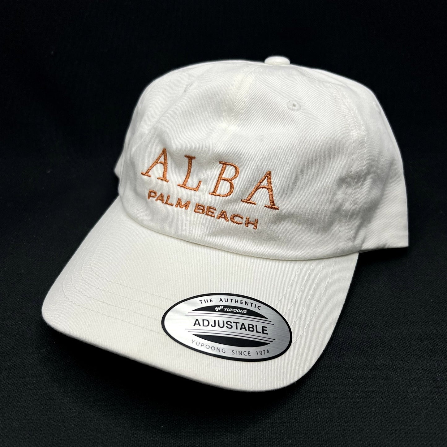ALBA Palm Beach Strapback Hat White Yupoong Adjustable Cap