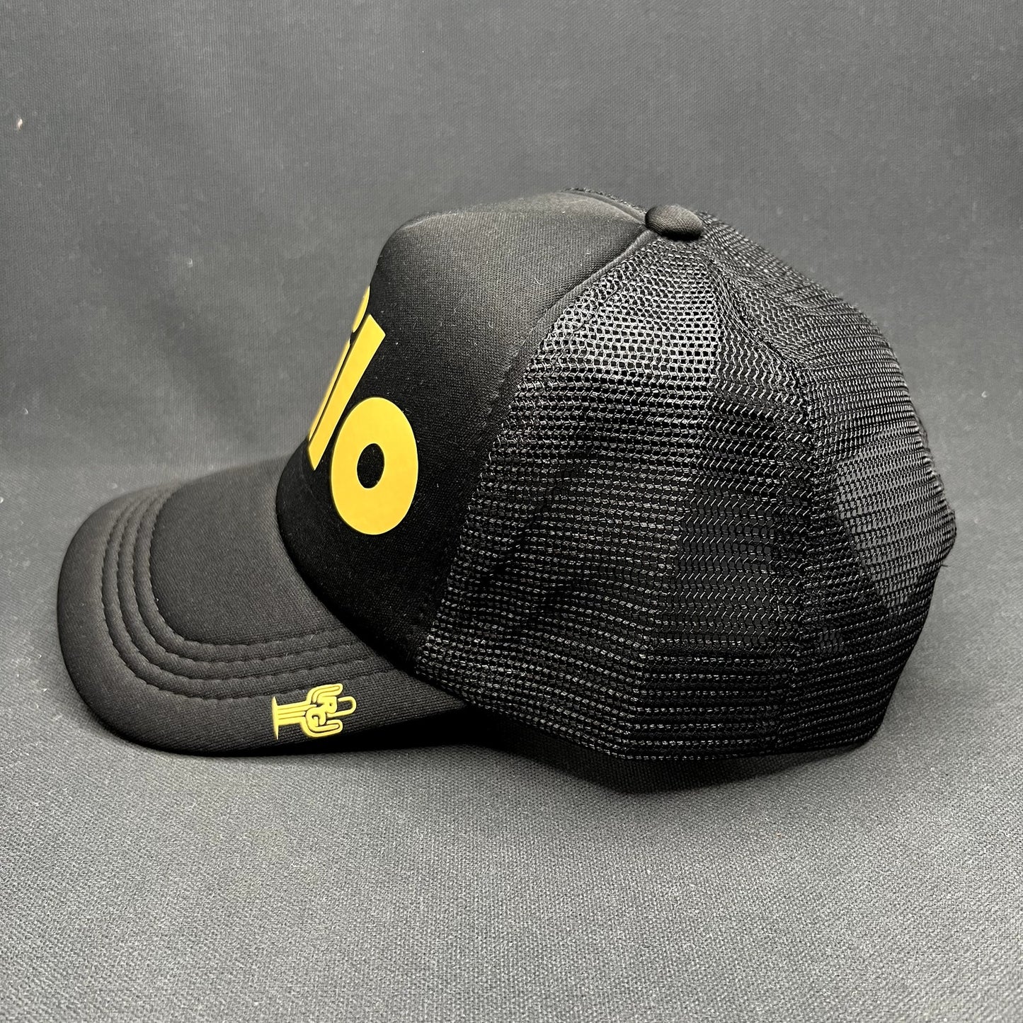 Milo Trucker Snapback Hat Black Yellow Foam Mesh Cap