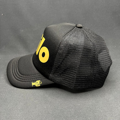 Milo Trucker Snapback Hat Black Yellow Foam Mesh Cap