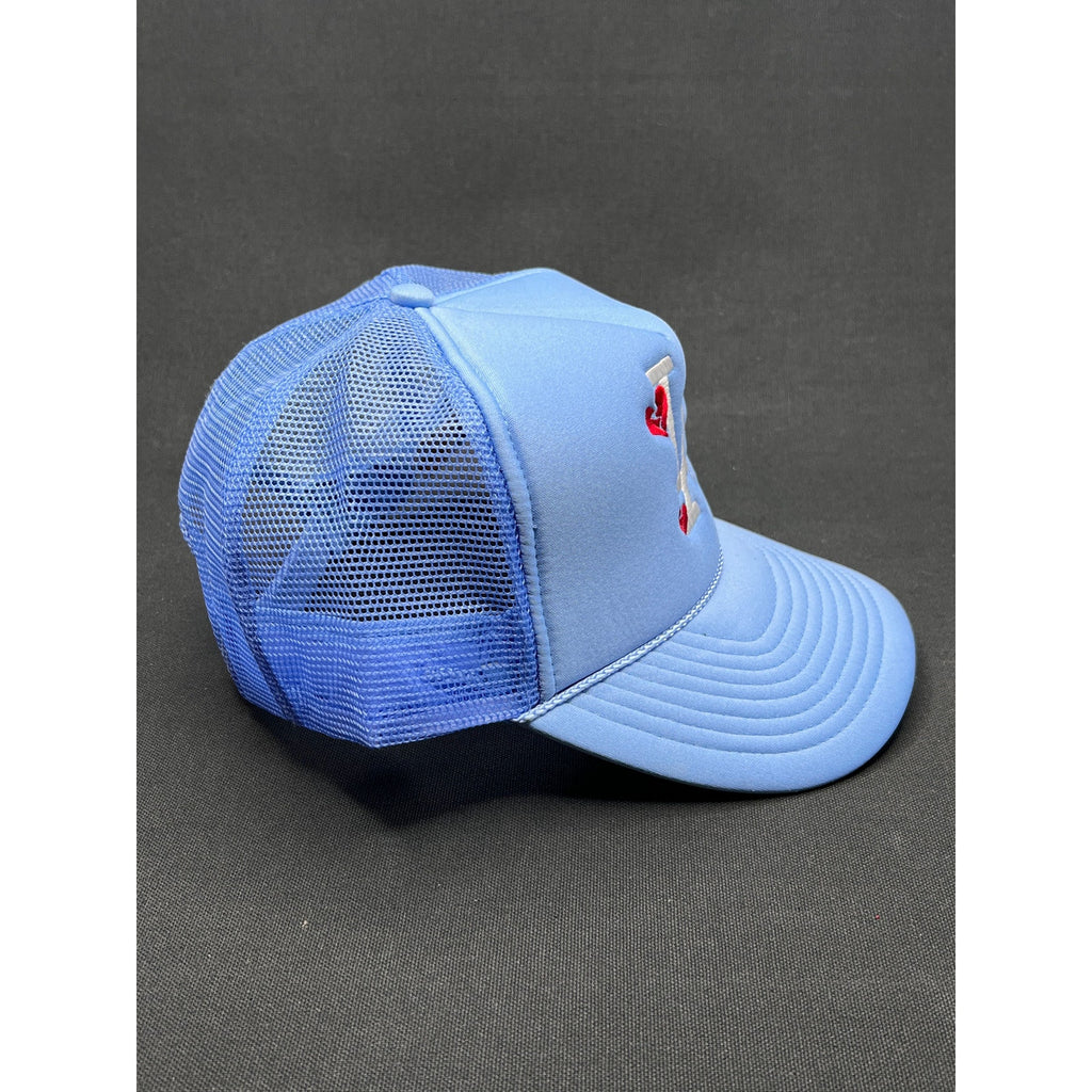 Y2K LA Dodgers Light-Blue Trucker Hat with Heart Embroidery – Sun Cap