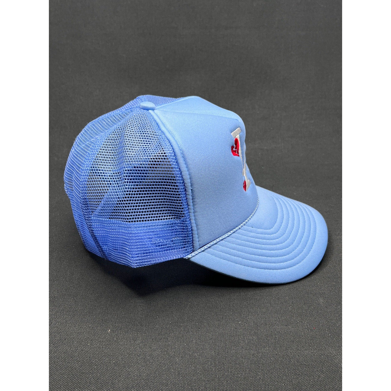 Y2K LA Dodgers Light-Blue Trucker Hat with Heart Embroidery – Sun Cap