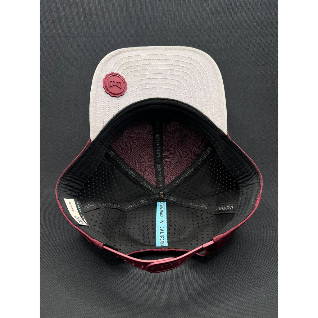 Melin A-Game Hydro Performance Hat – Grey & Maroon Water-Resistant Snapback (Designed in California)