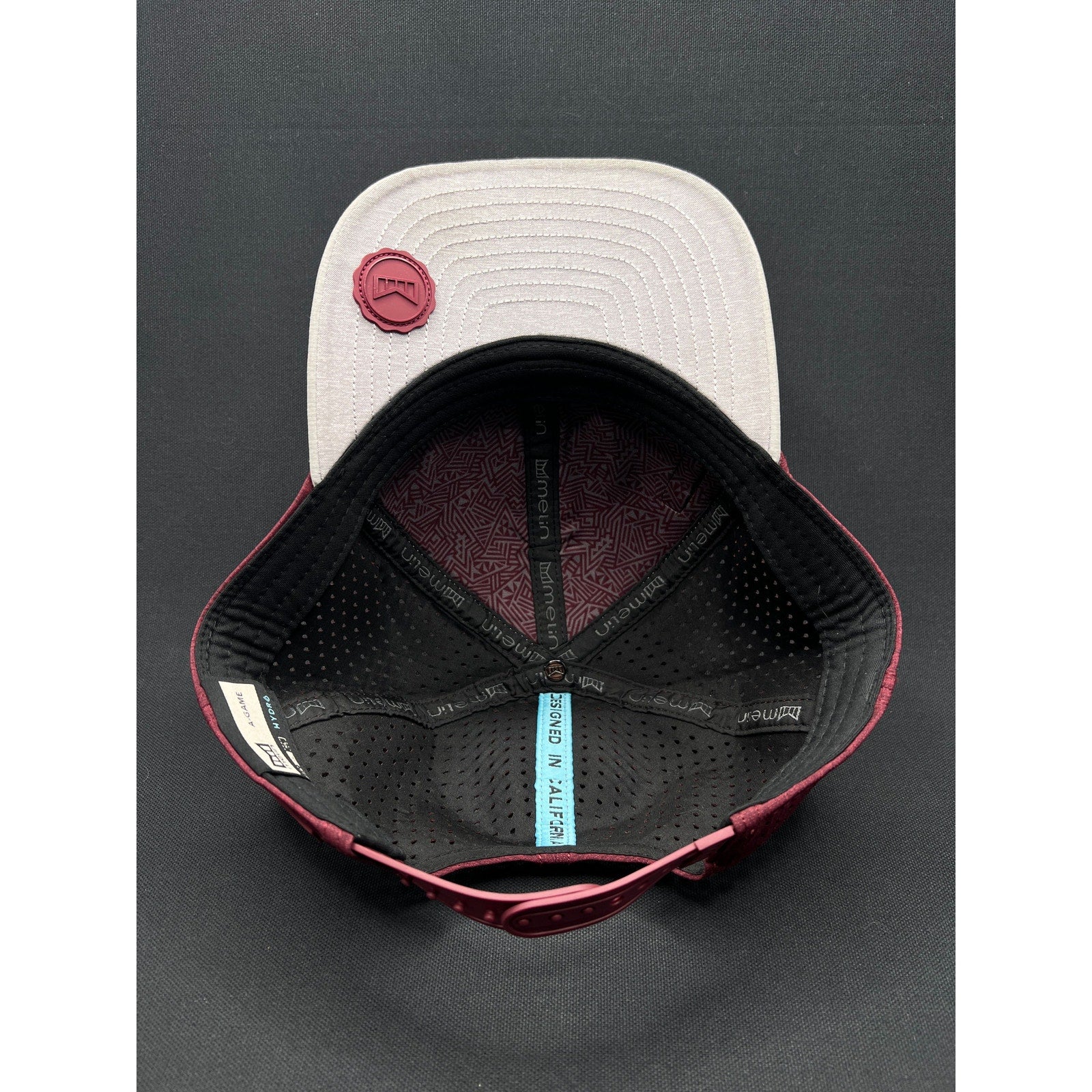 Melin A-Game Hydro Performance Hat – Grey & Maroon Water-Resistant Snapback (Designed in California)