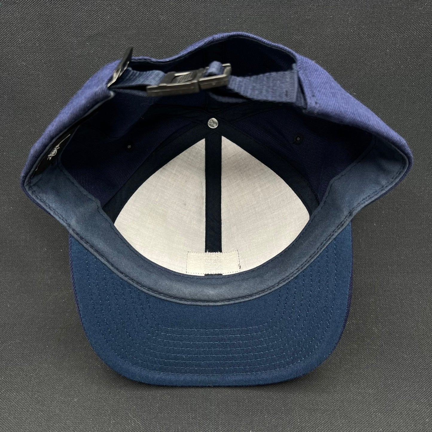 Stussy Box Logo Strapback Hat Navy Minimal Streetwear Cap