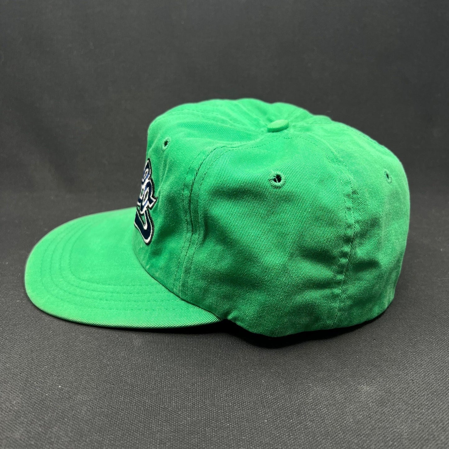 Small Vintage Polo Ralph Lauren Script Logo Green Fitted Hat USA