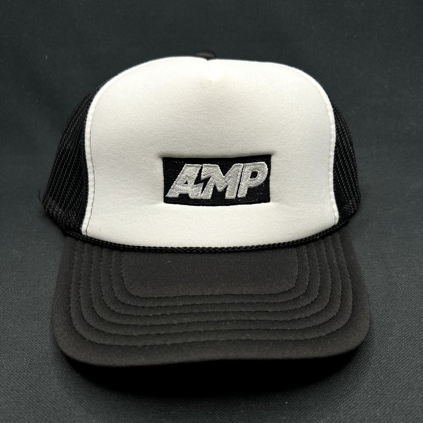 AMP Any Means Possible Trucker Hat Black White Snapback
