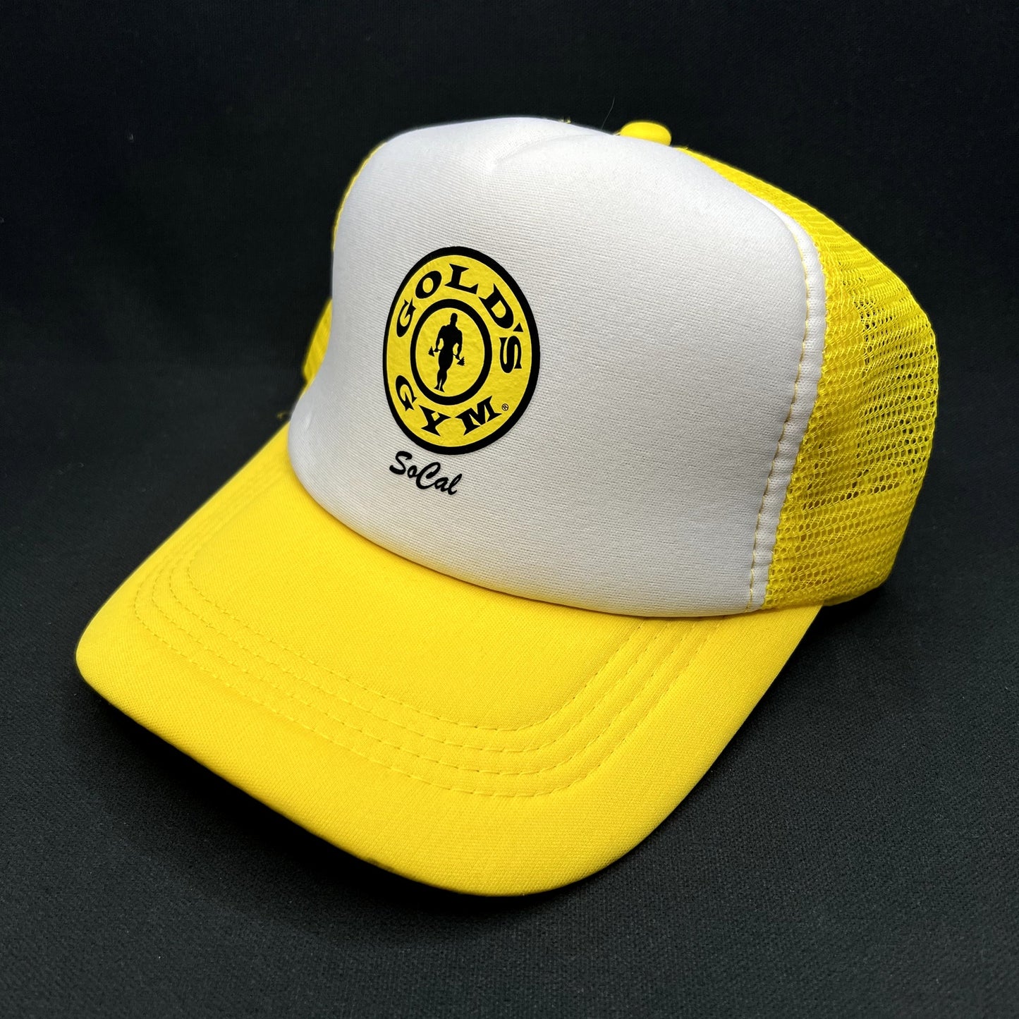 Gold’s Gym SoCal Snapback Trucker Hat Yellow White Fitness Gym California Cap