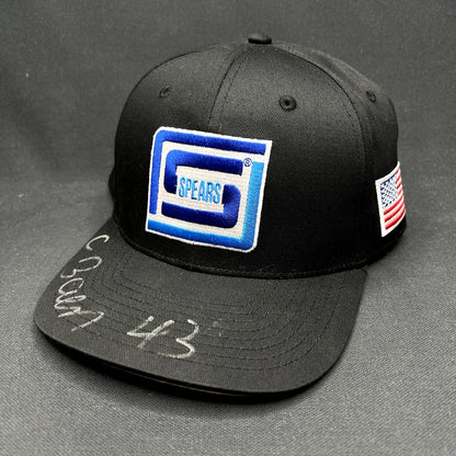 Vintage Spears Racing Snapback Hat Autographed Black Blue Cap