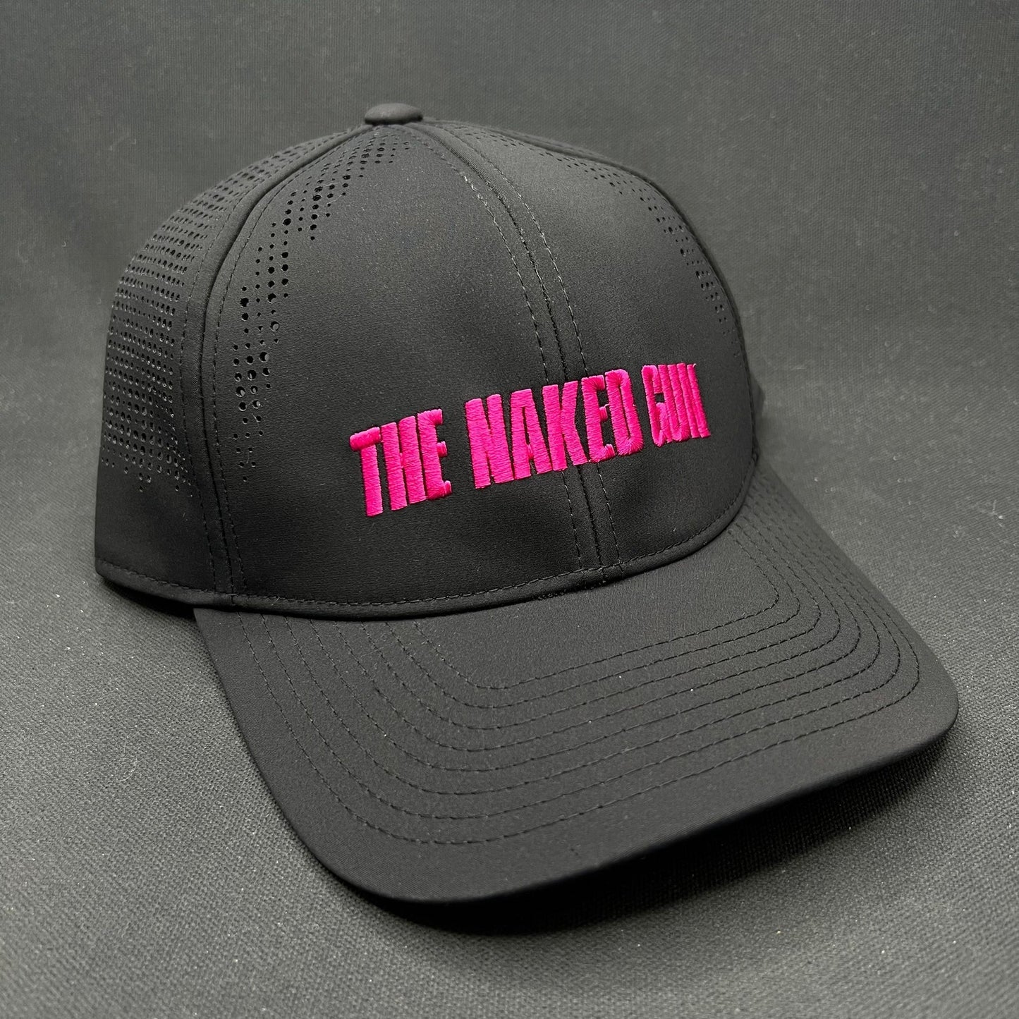 The Naked Gun 2024 Cast & Crew Promo Snapback Hat Black Pink Embroidery