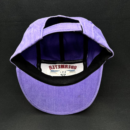 Vintage Obermeyer Ski Team 5-Panel Strapback Hat Purple Made in Taiwan SCI