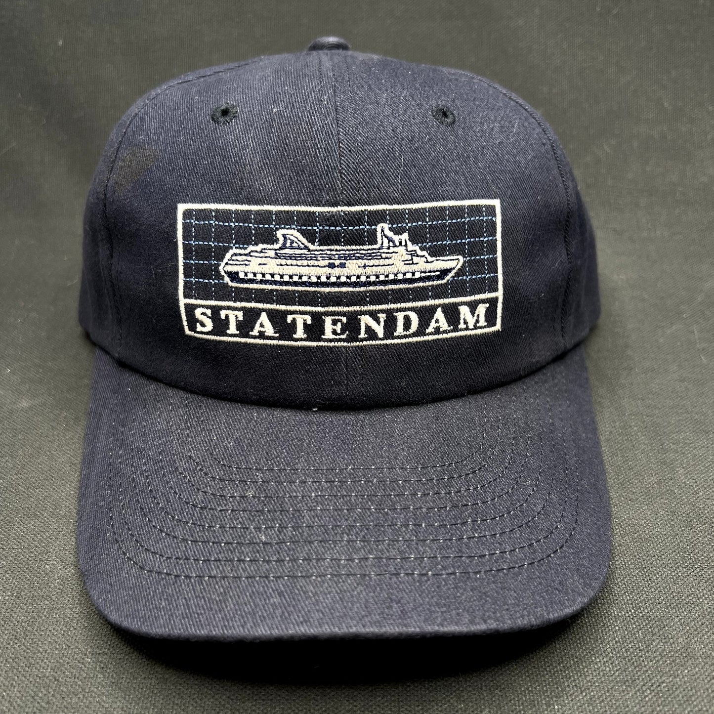 Vintage Statendam Holland America Cruise Ship Strapback Hat Navy
