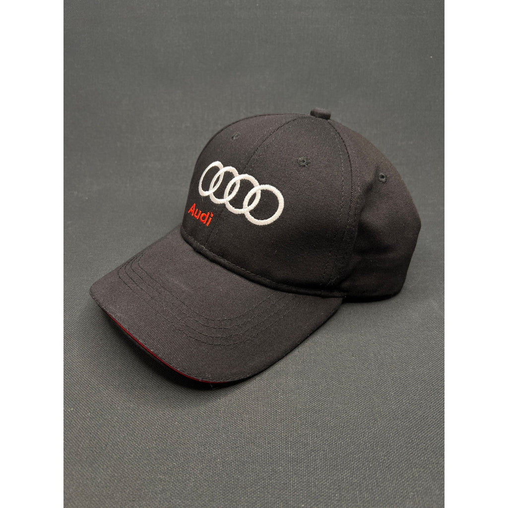 Audi Automotive Rings Logo Hat Black Twill Strapback Metal Clasp OEM Promo