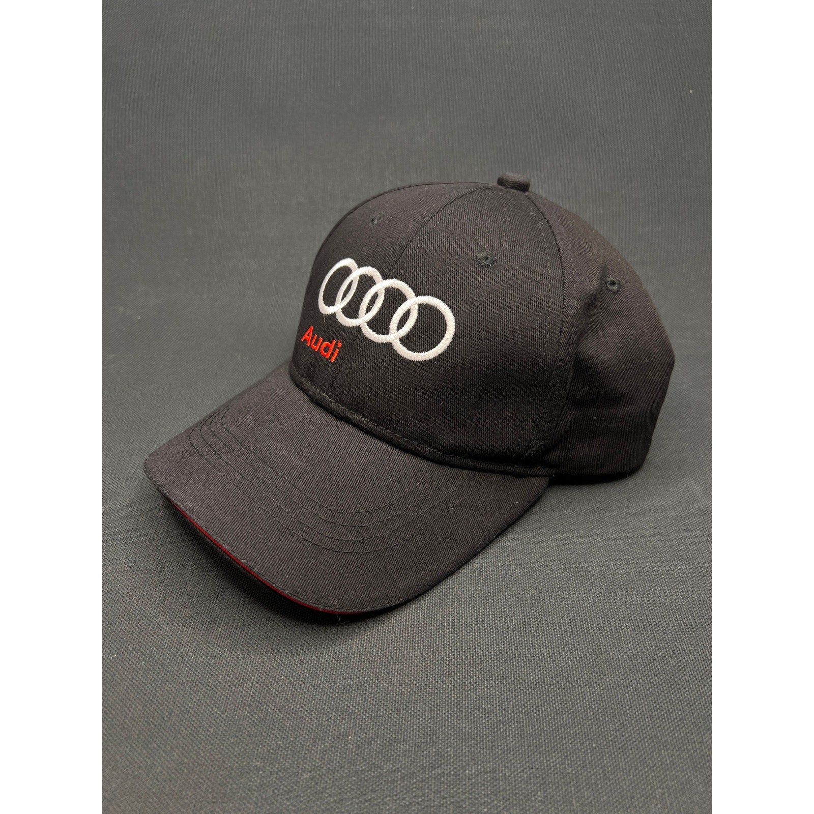 Audi Automotive Rings Logo Hat Black Twill Strapback Metal Clasp OEM Promo