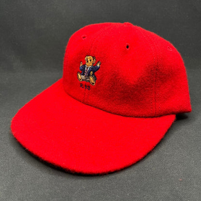 Vintage Polo Ralph Lauren Bear Wool Hat Red RL93 Teddy Cap USA Small