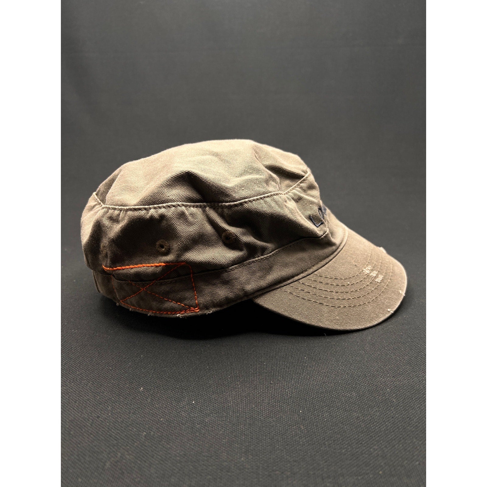 Vintage Lotus Ridge Kauai Military-Style Cap – Distressed Olive Cotton