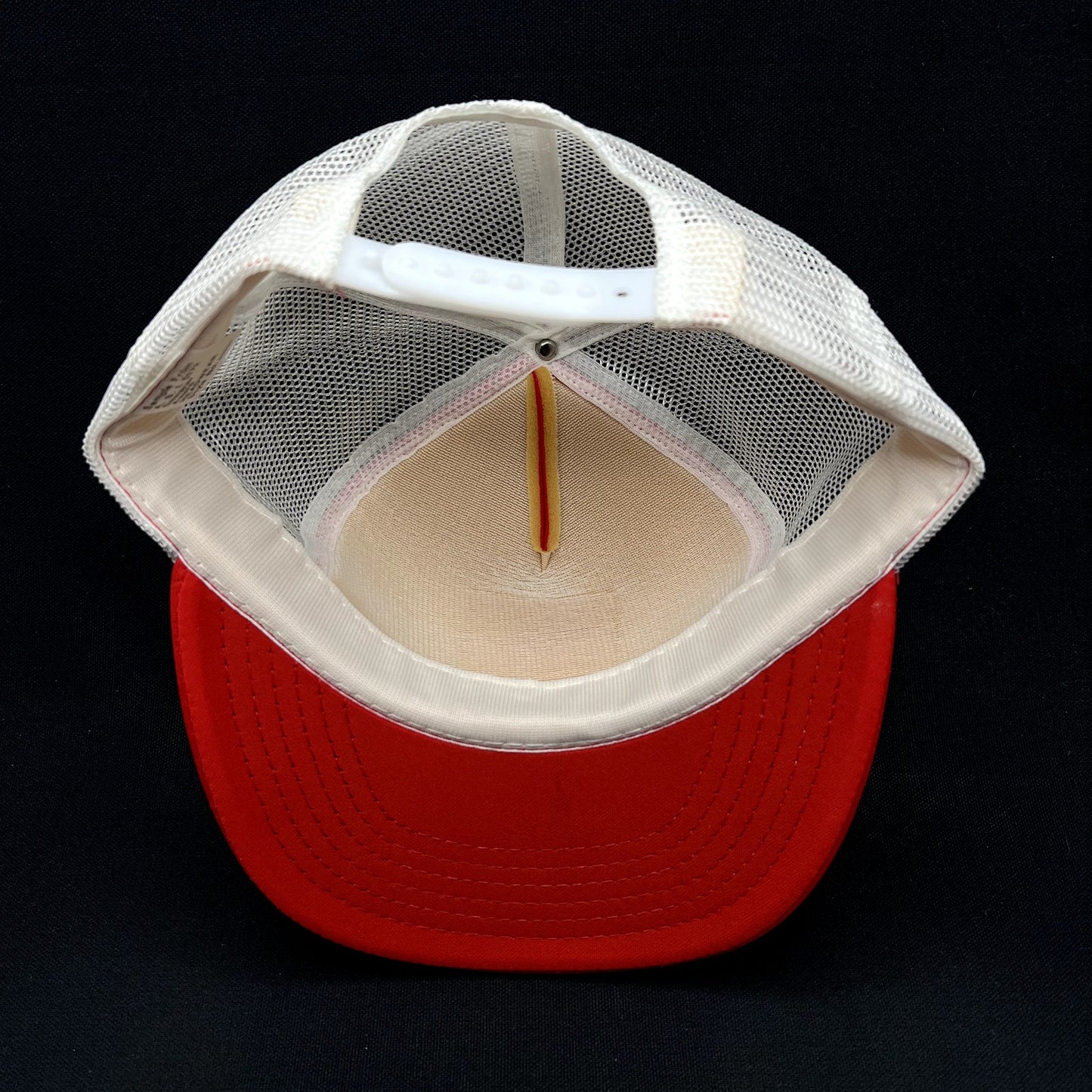 Vintage 1980s Domino’s Pizza Sample Trucker Snapback Hat Red White USA