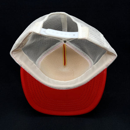 Vintage 1980s Domino’s Pizza Sample Trucker Snapback Hat Red White USA