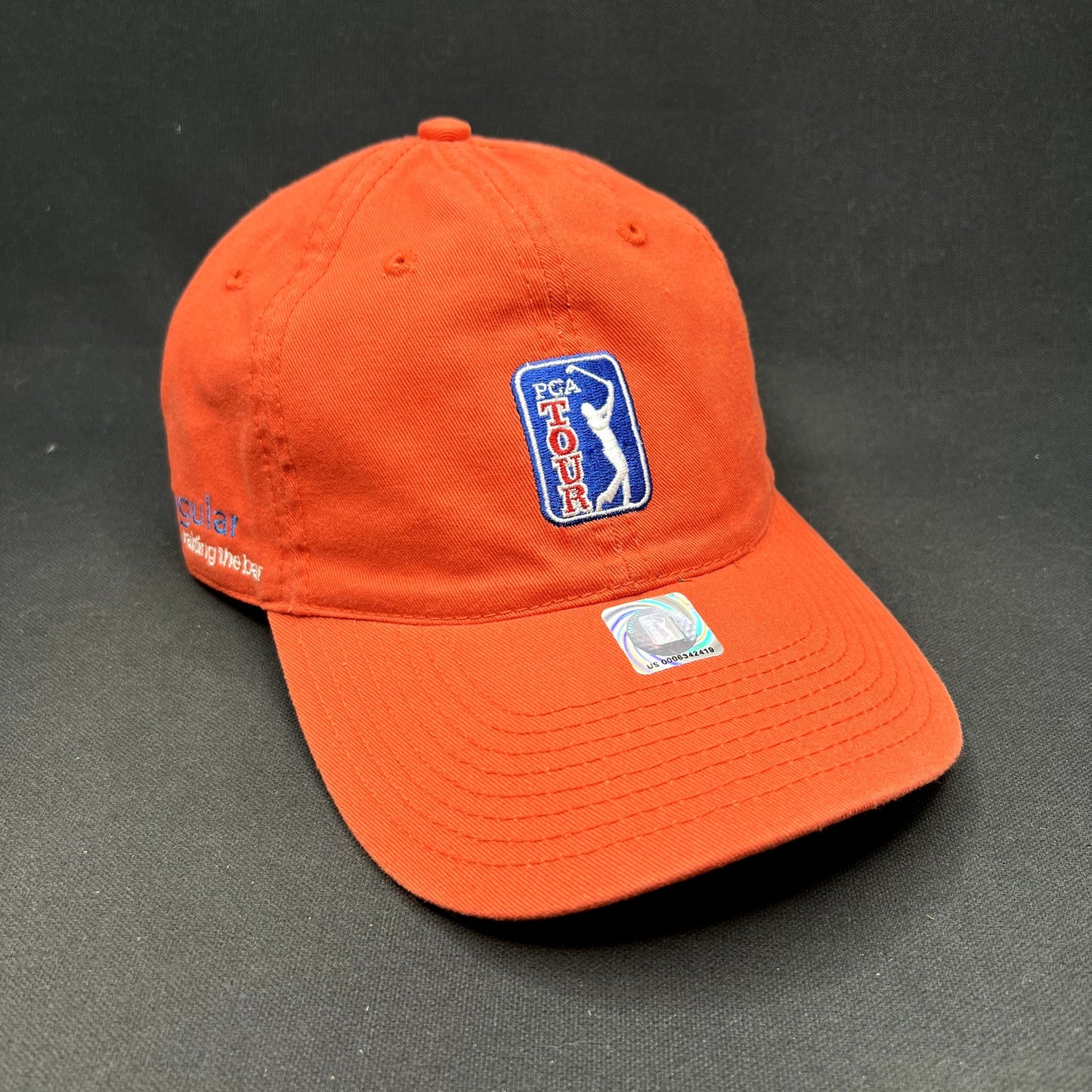 Vintage PGA Tour Logo Strapback Hat Orange The Game Golf Dad Cap Adjustable