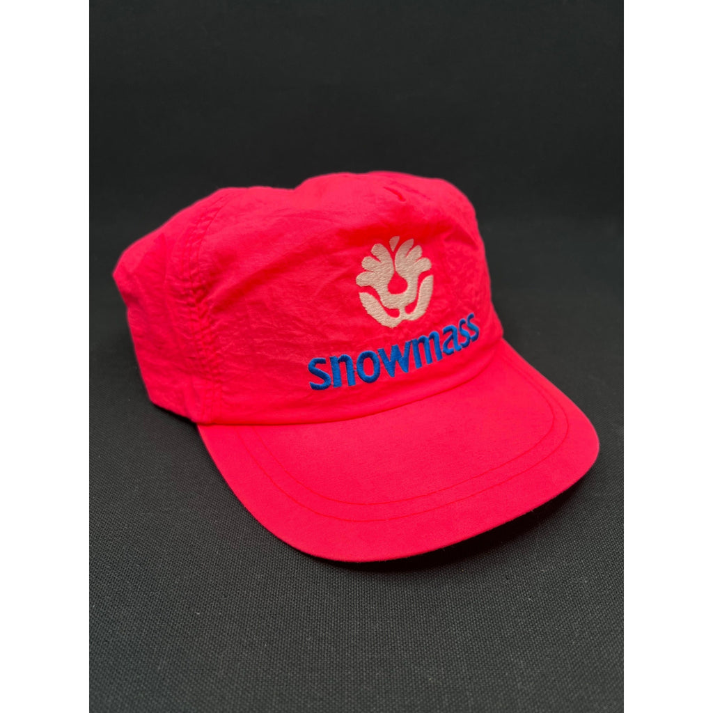 Vintage 80s Snowmass Aspen Ski Hat Neon Pink Nylon Lightweight Taiwan