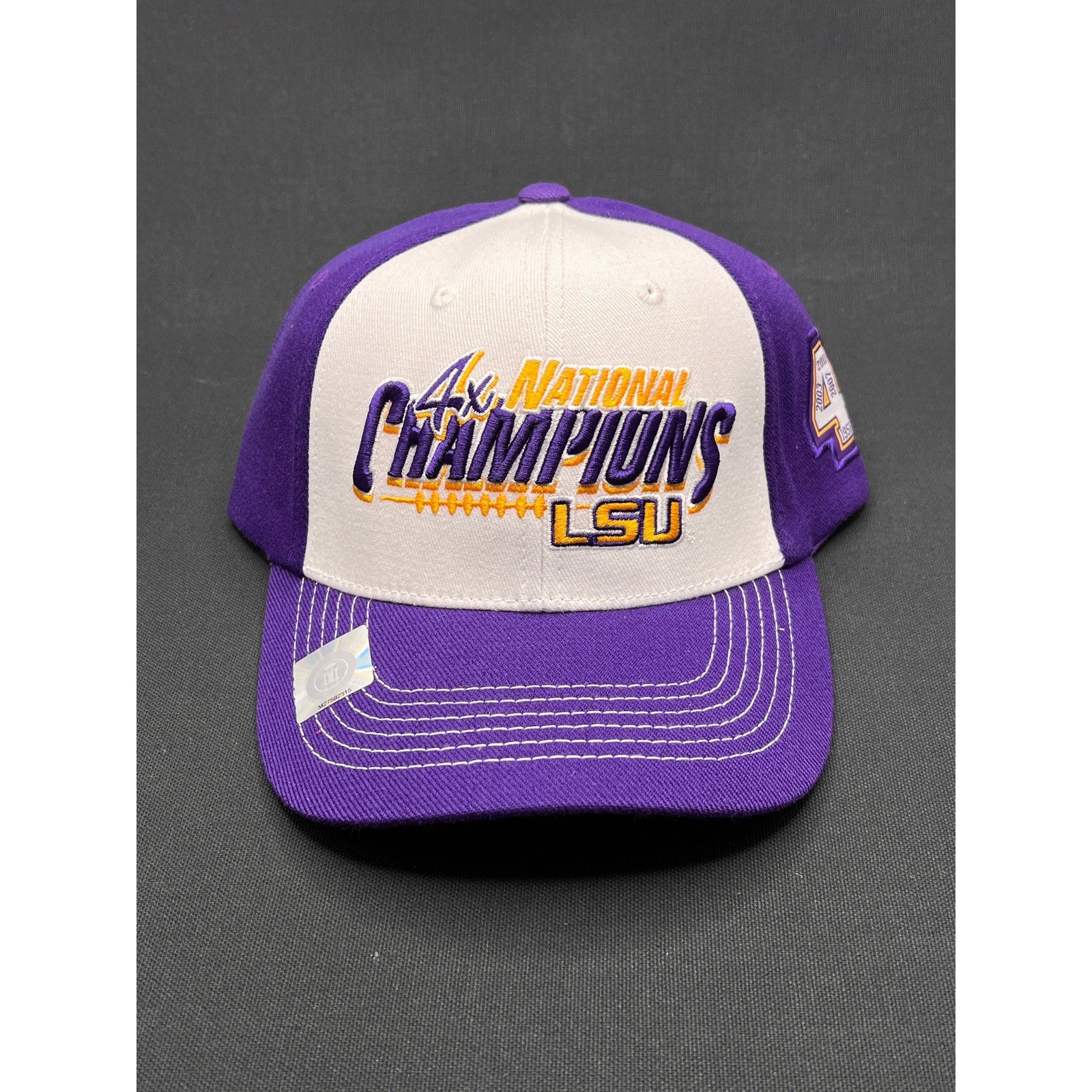 LSU Tigers 4× National Champions Hat – Top of the World Purple/White