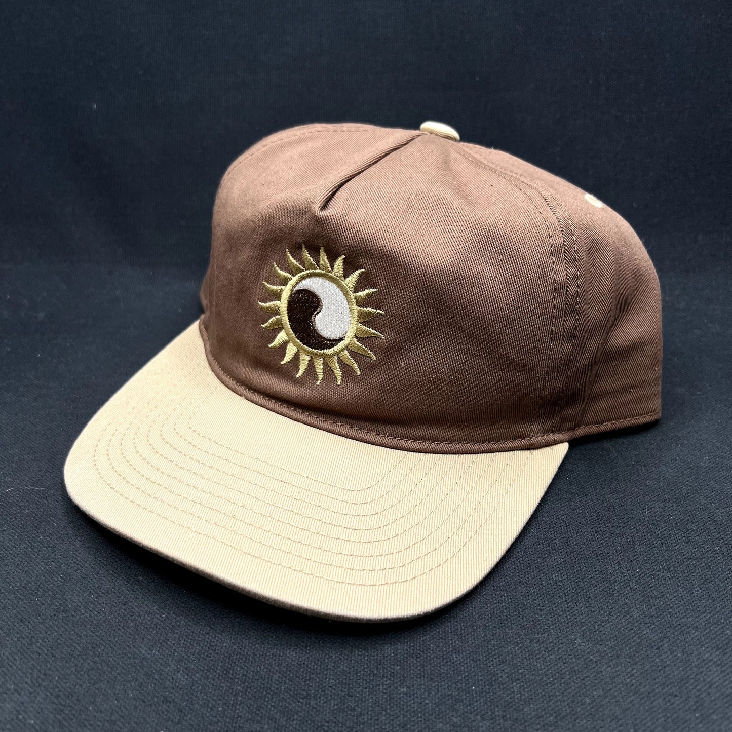 Katin Sunfire Yin Yang Sun Snapback Hat Brown Tan Cotton Surf Skate Cap