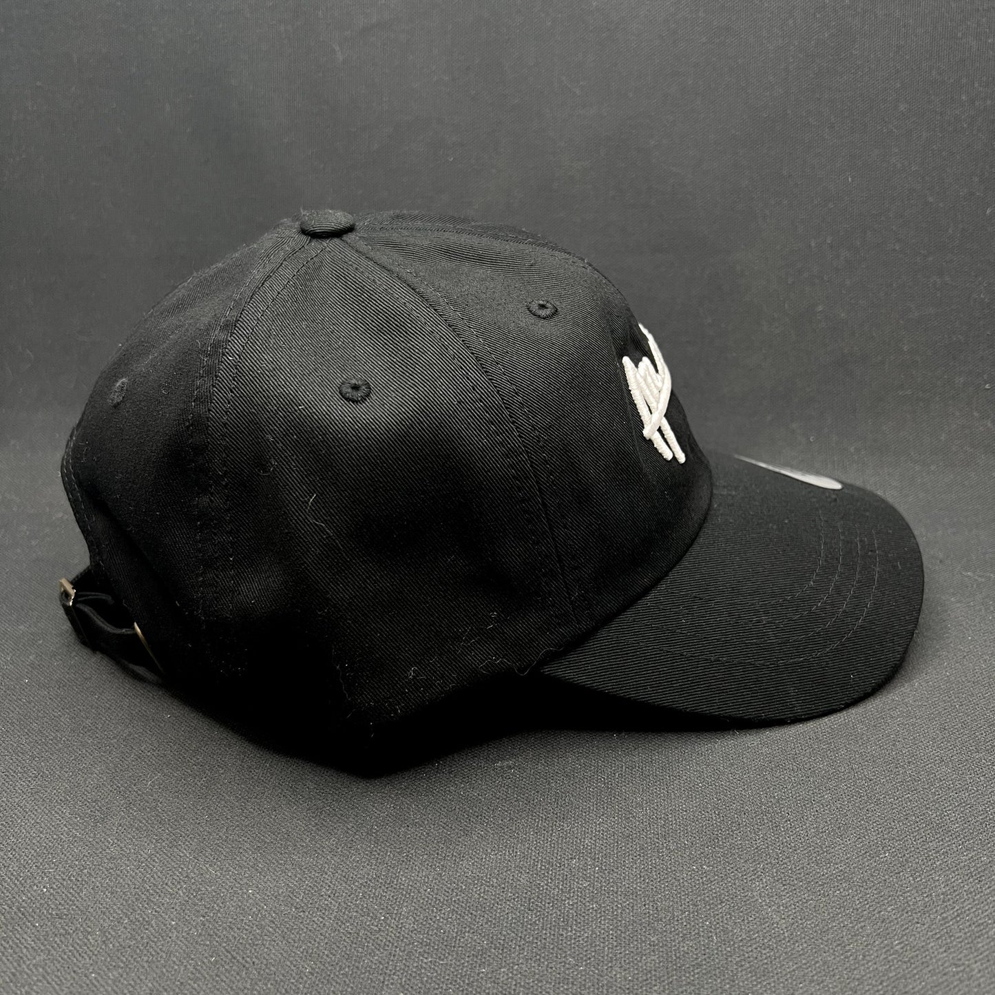 Atlantic Script Logo Strapback Hat Black Yupoong Classics Dad Cap