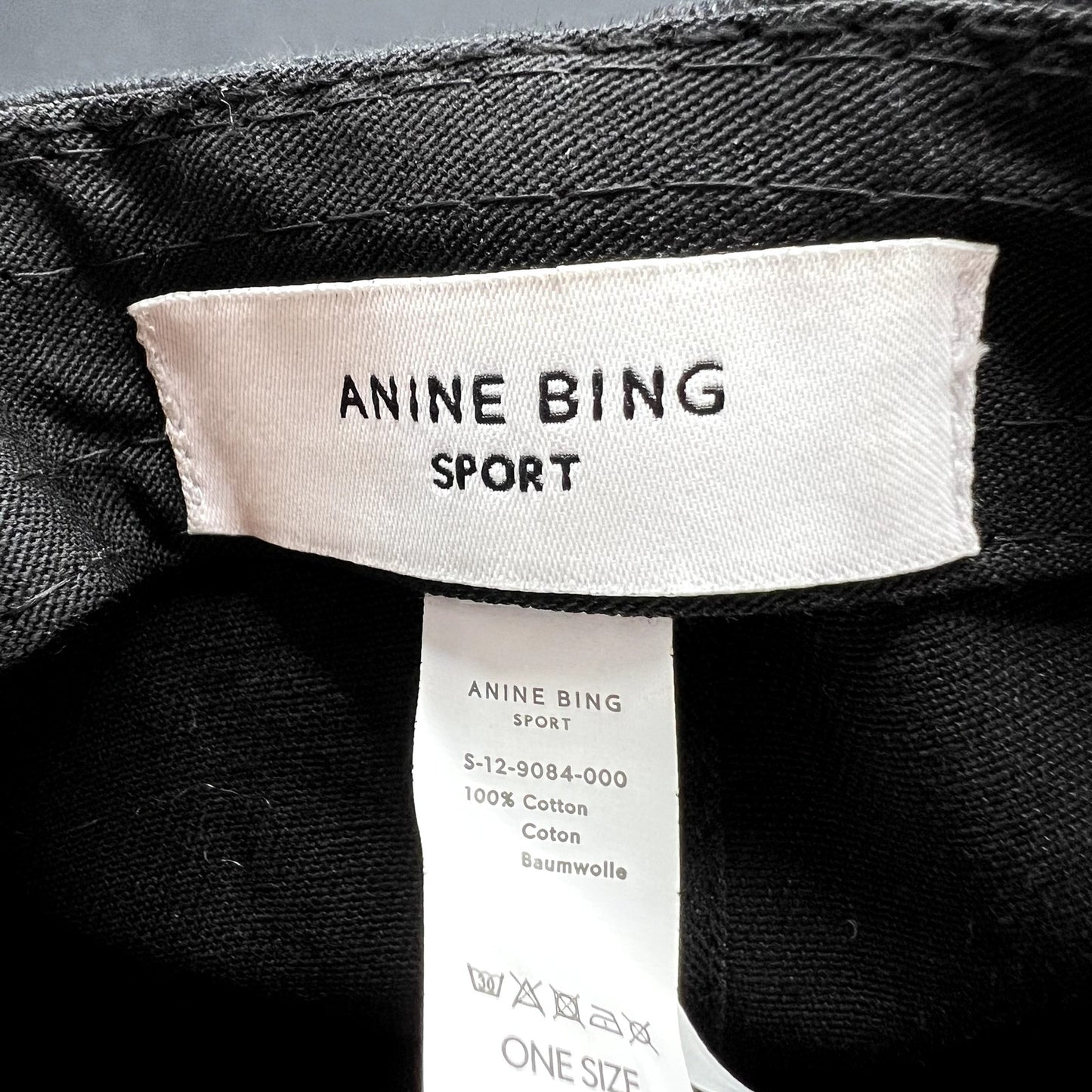 Anine Bing Sport Logo Strapback Hat Black Designer Cotton Dad Cap One Size