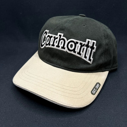 Carhartt Two-Tone Black Khaki Strapback Hat Embroidered Logo Cap