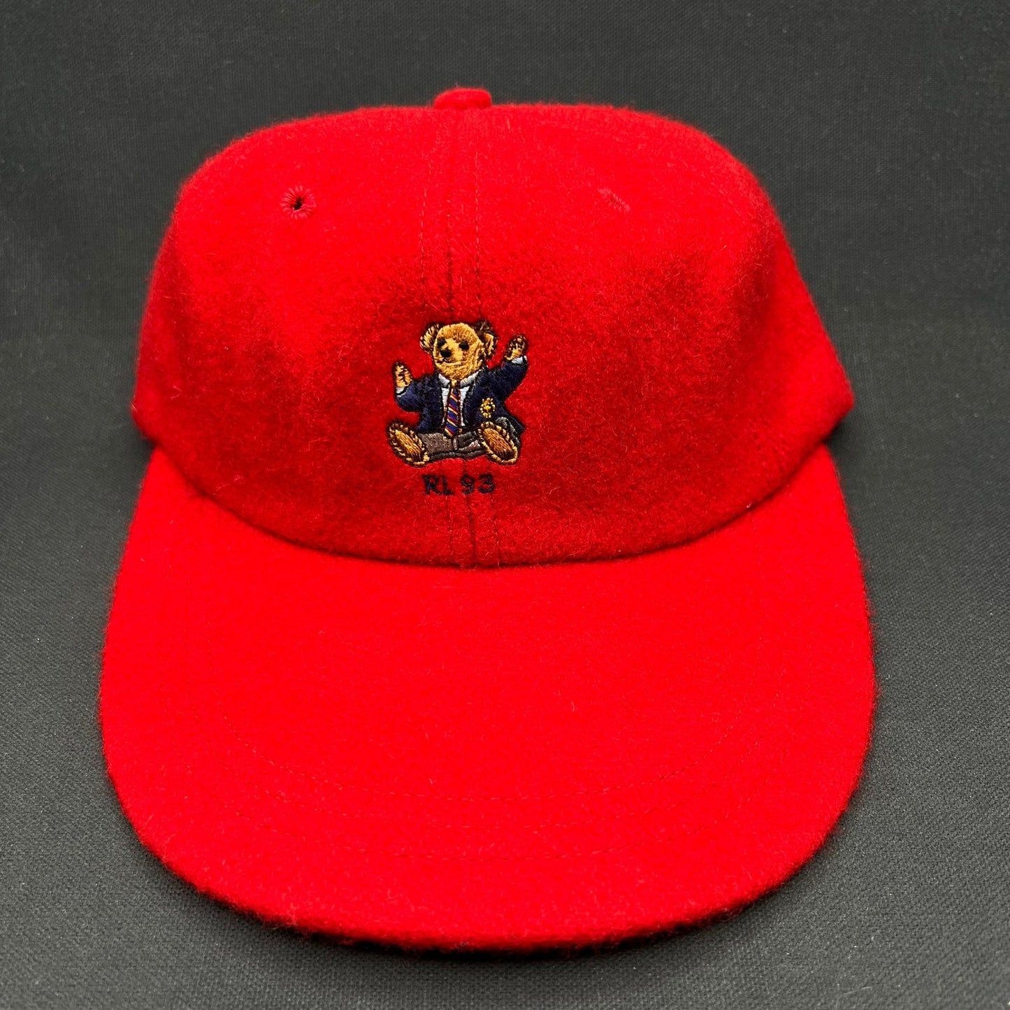 Vintage Polo Ralph Lauren Bear Wool Hat Red RL93 Teddy Cap USA Small