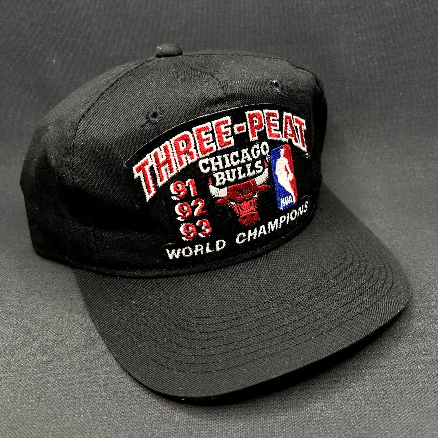 Vintage Chicago Bulls Three-Peat 1991 1992 1993 Champions Snapback Hat