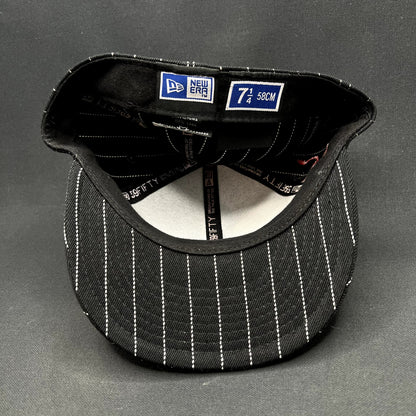New Era 59FIFTY Red Bull Pinstripe Fitted Hat Black White Size 7 1/4