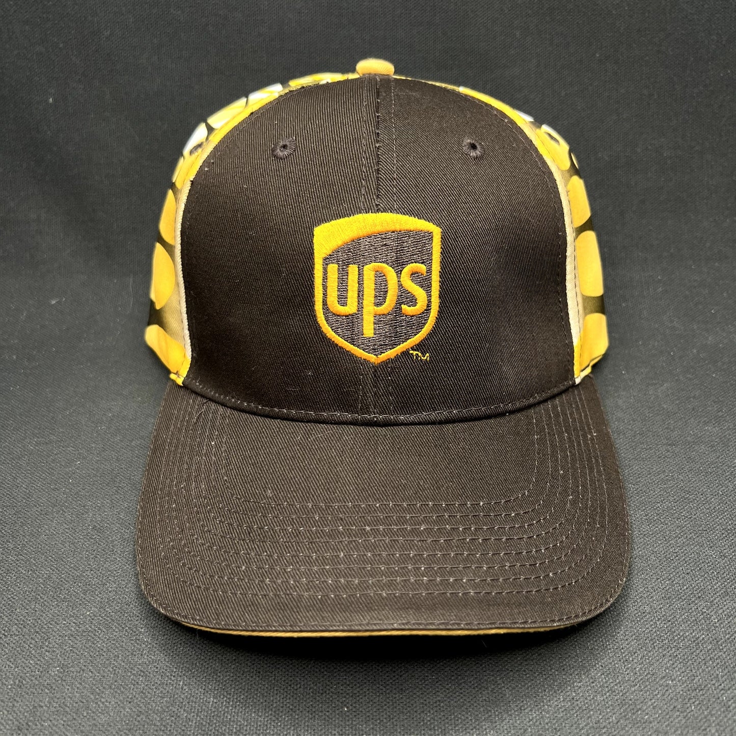 Vintage UPS Strapback Hat Brown Yellow Flame Side Panels Cap
