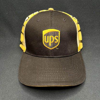 Vintage UPS Strapback Hat Brown Yellow Flame Side Panels Cap
