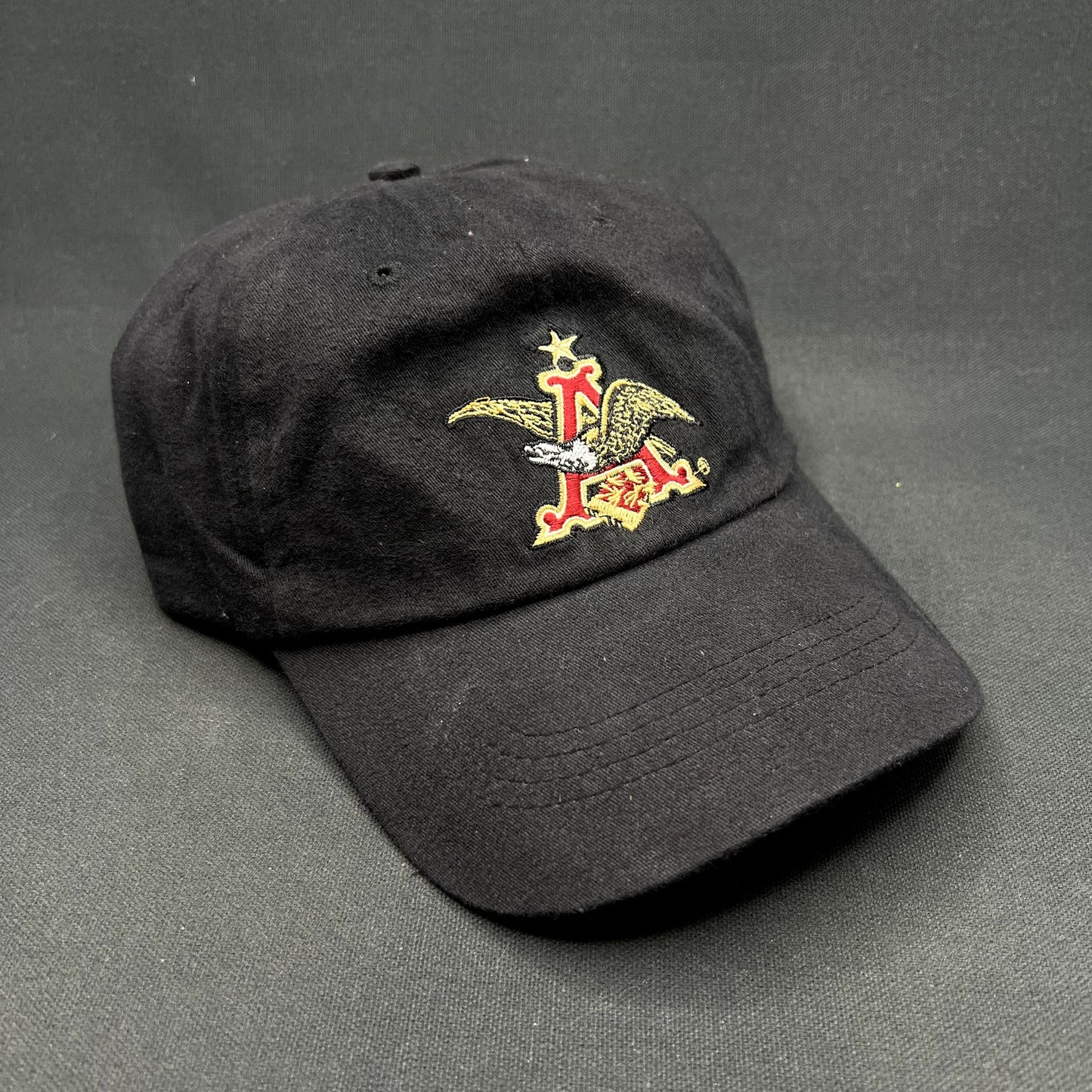 Anheuser-Busch A Eagle Logo Strapback Hat Black Embroidered Beer Brewery Cap