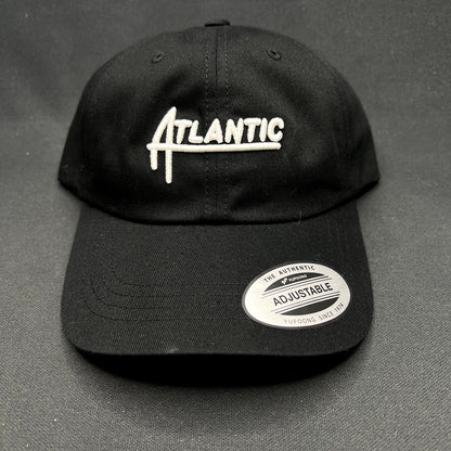 Atlantic Script Logo Strapback Hat Black Yupoong Classics Dad Cap