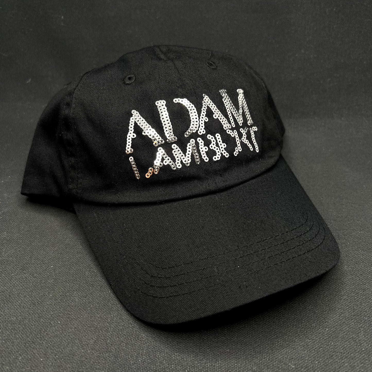 Adam Lambert Sequin Logo Snapback Hat Black Pop Rock Concert Cap