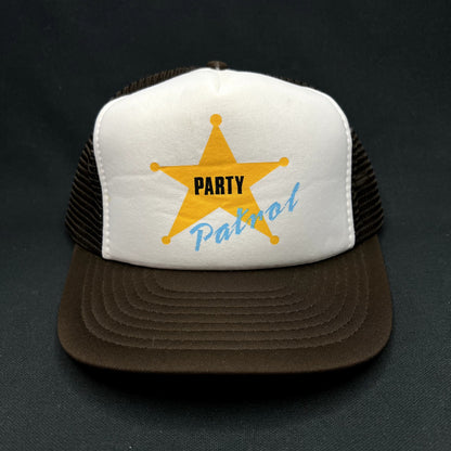 Vintage Party Patrol Trucker Hat Snapback Brown Mesh AHS Taiwan