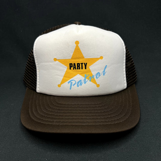 Vintage Party Patrol Trucker Hat Snapback Brown Mesh AHS Taiwan