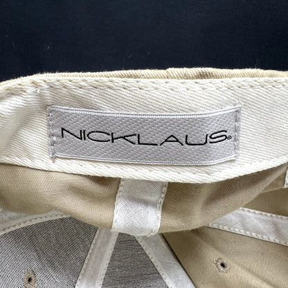 Jack Nicklaus Golden Bear Golf Strapback Hat Khaki Navy Leather Strap Cap